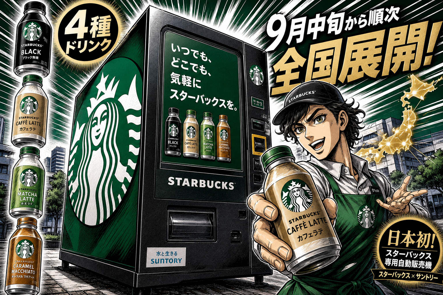 「スターバックス専用自販機」日本初登場・全国展開
