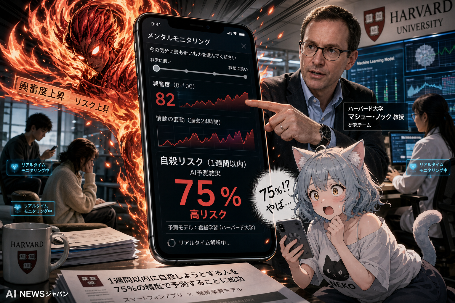 「1週間以内に自殺しようとする人」を75%の精度で予測することに成功
