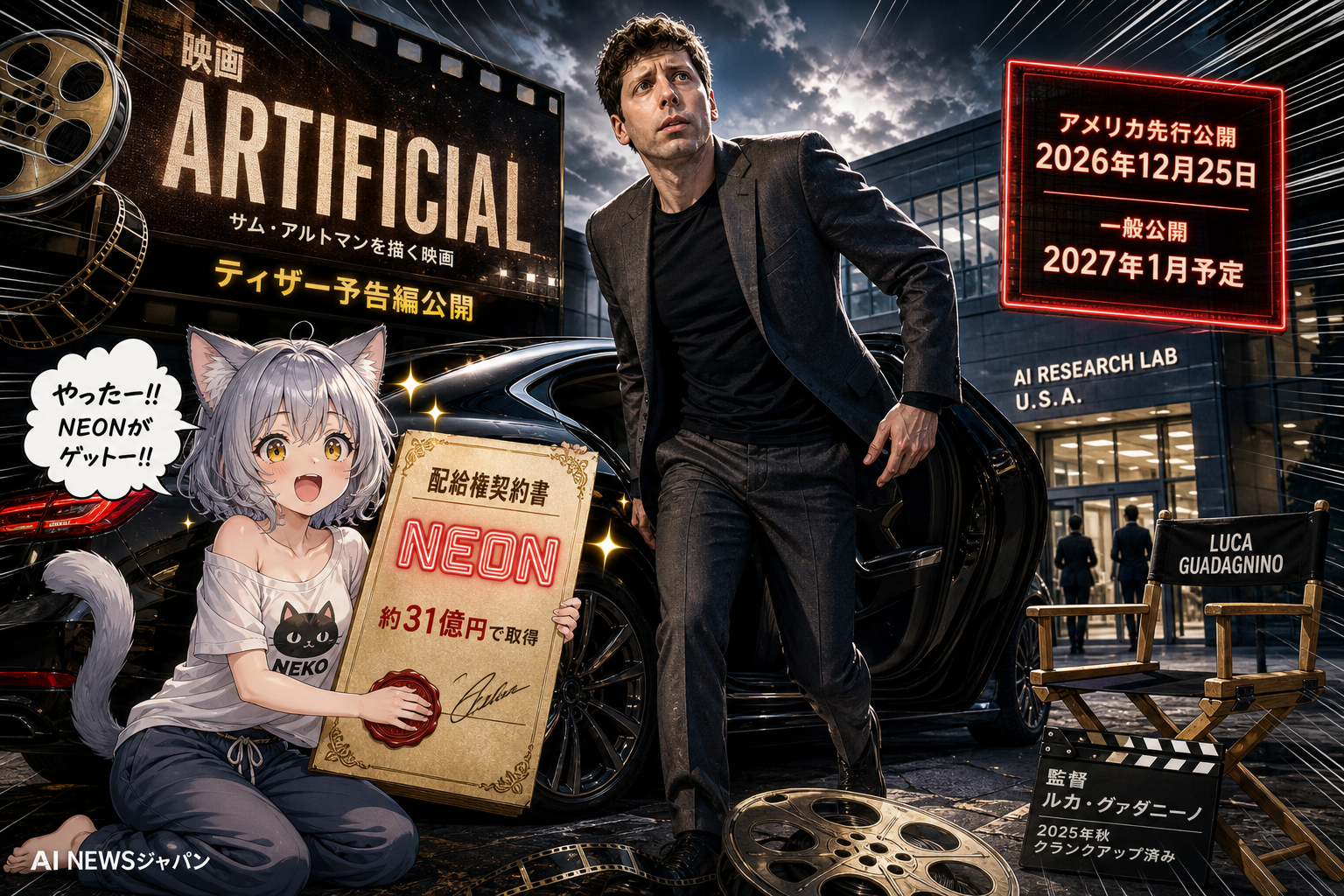 OpenAI創業者サム・アルトマンを描く映画『Artificial』ティザー予告編公開、Amazon撤退後にNeonが推定30億円で購入