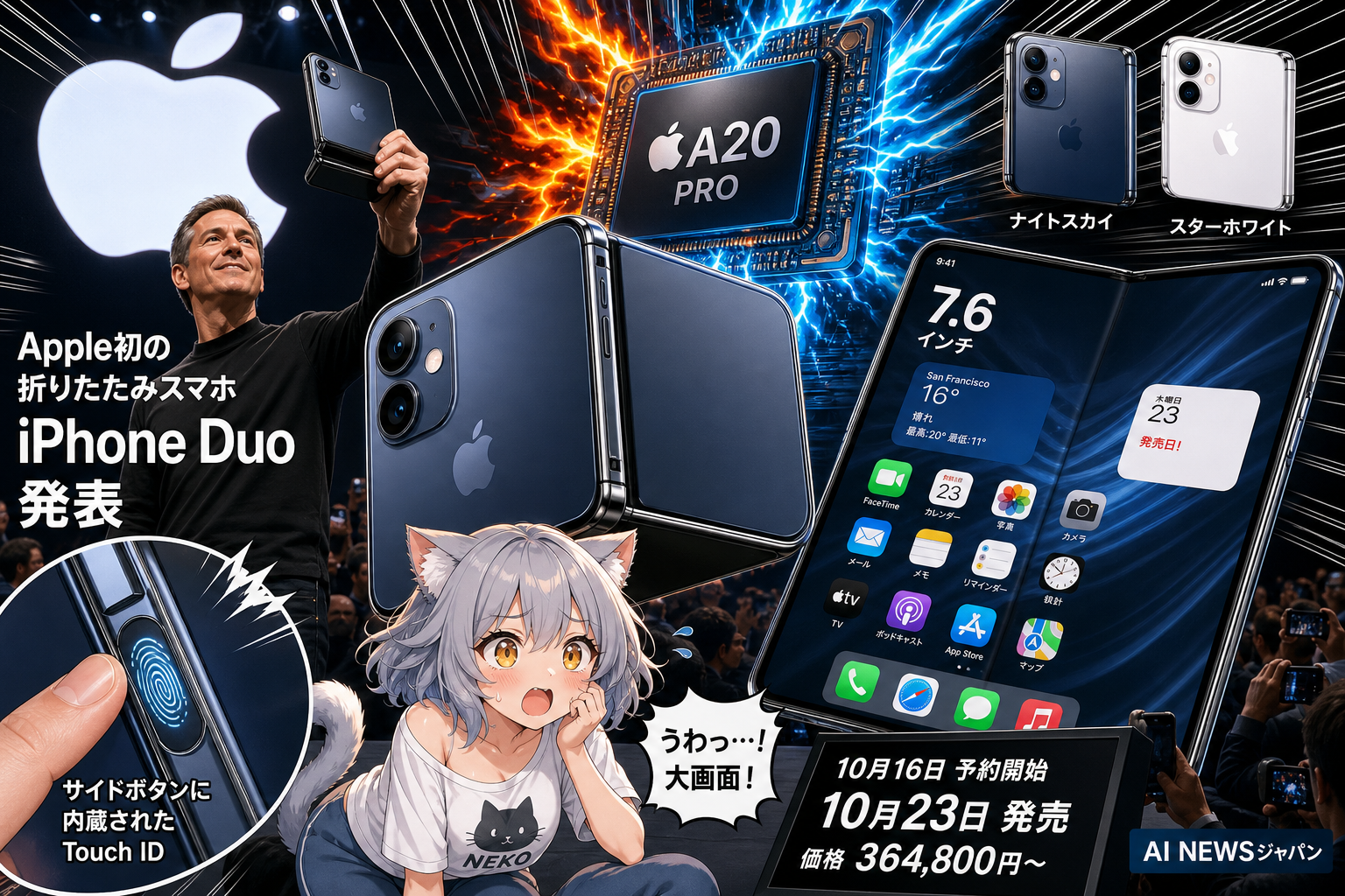 「iPhone Duo」発表 Apple初の折りたたみスマホ 36万4800円から