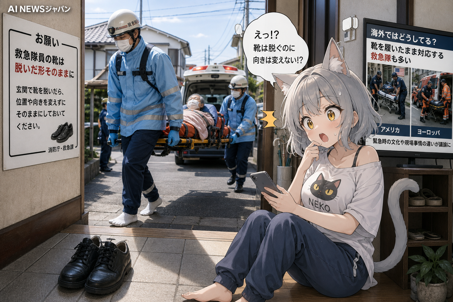 「救急隊員の靴は脱いだ形そのままに」という日本の救急隊員の呼びかけが海外で報道され「緊急時でも靴を脱ぐべきか?」という大激論に