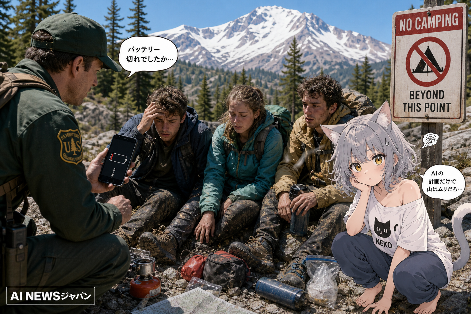 AIに頼って登山計画を立てた登山者たちが救助される